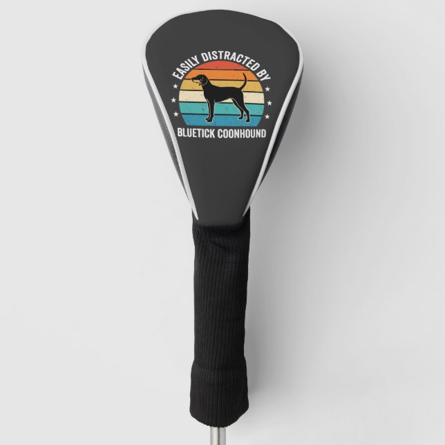 Bluetick Coonhound Retro Sunset Dog Golf Head Cover (Front)