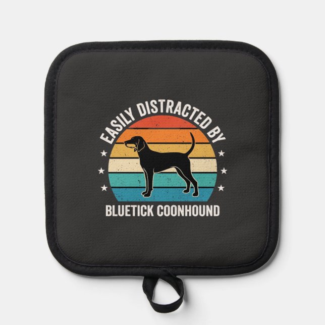 Bluetick Coonhound Retro Sunset Dog Pot Holder (Front)