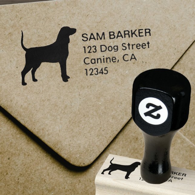 Bluetick Coonhound Silhouette Return Address Rubber Stamp (Creator Uploaded)