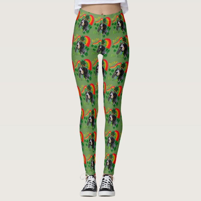 Bluetick Coonhound St Patricks Day Leggings (Front)