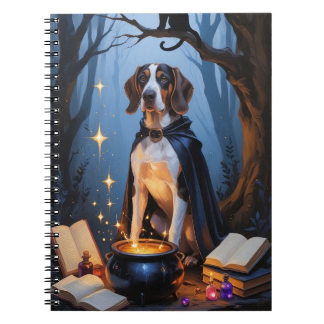 Bluetick Coonhound Whimsical Halloween Painting Notebook (Front)