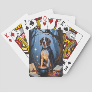 Bluetick Coonhound Whimsical Halloween Painting Playing Cards