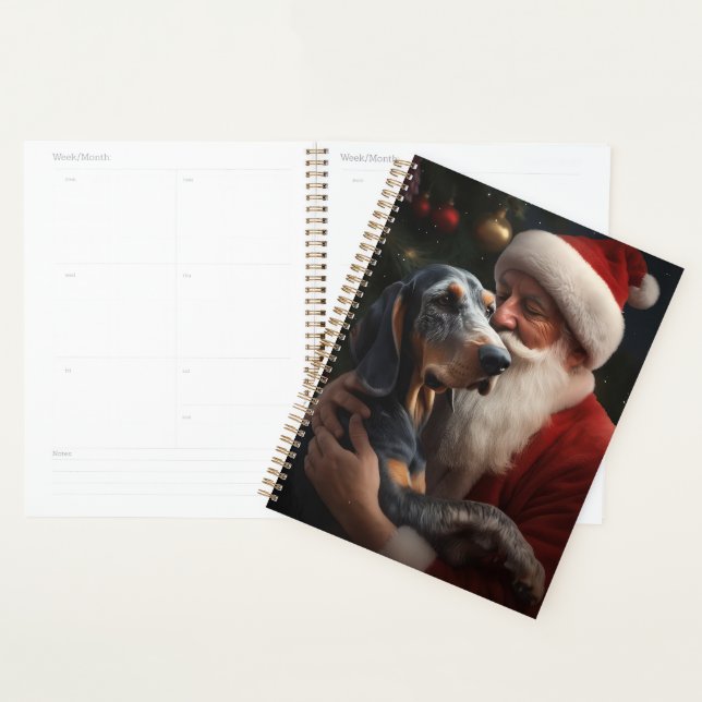 Bluetick Coonhound With Santa Claus Christmas Planner (Display)