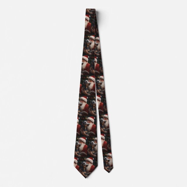 Bluetick Coonhound With Santa Claus Christmas Tie (Front)