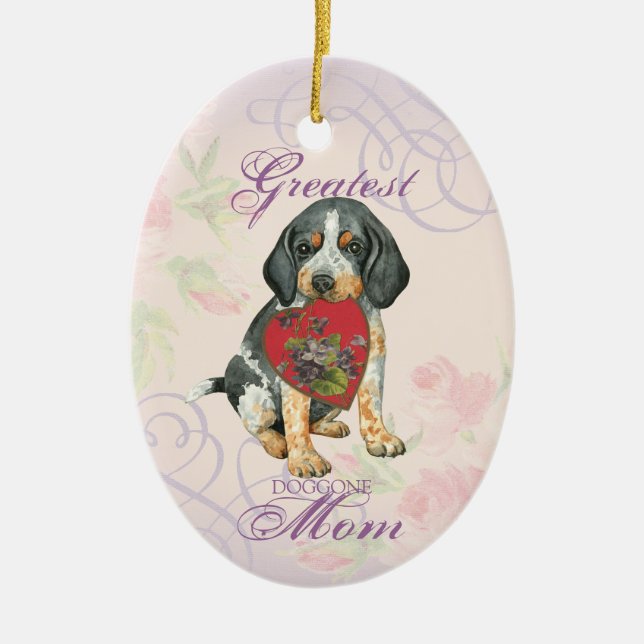 Bluetick Heart Mum Ceramic Ornament (Front)