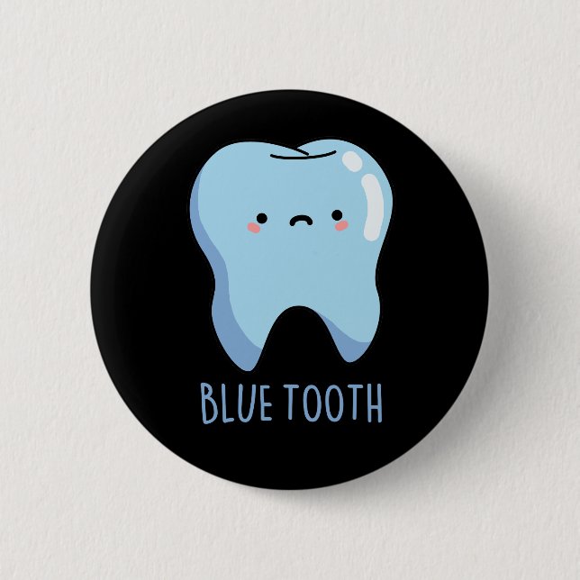 Bluetooth Funny Technical Blue Tooth Pun Dark BG 6 Cm Round Badge (Front)