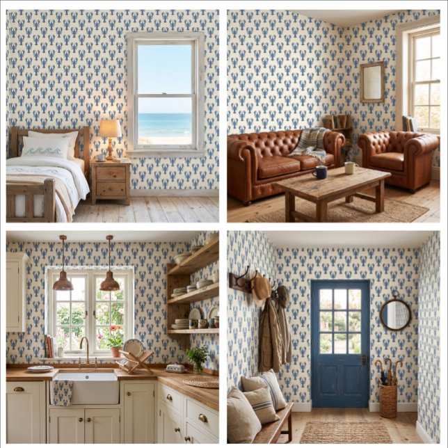 Bluewater Claws Coastal Lobster Wallpaper Decor (Make every stay feel like a beach vacation.)