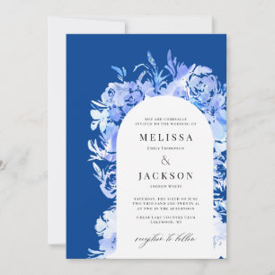 BlueWatercolor Abstract flower Invitation