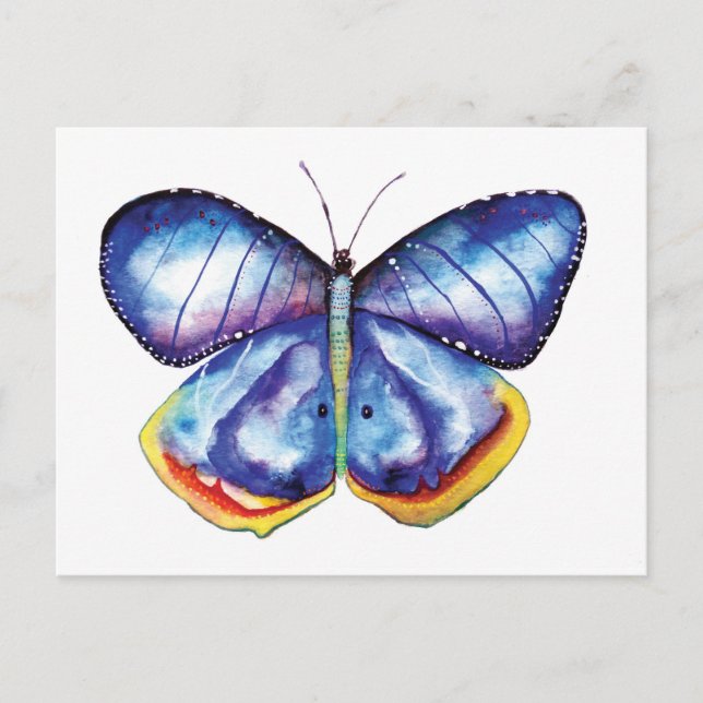 BlueWatercolor Butterfly Art Postcard (Front)