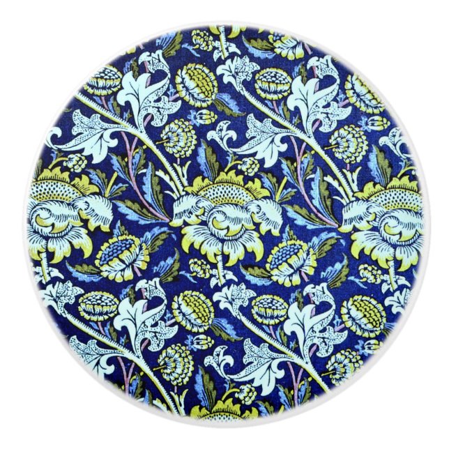 Bluewey, a William Morris design, Ceramic Knob (Front)