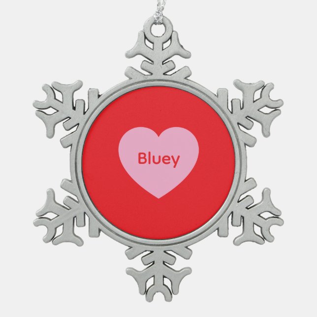 Bluey Hugs Snowflake Xmas Tree Crystal Decoration (Front)