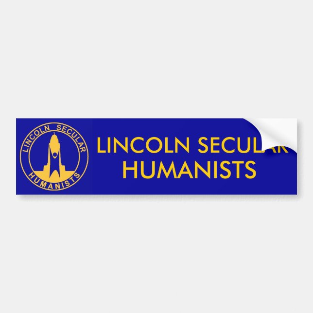 blueyellowlsh2, LINCOLN SECULAR , HUMANISTS Bumper Sticker (Front)