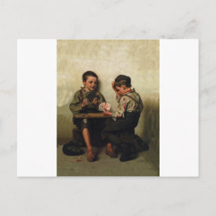 Bluffing ~ Shoe Shine Boys Playing Poker (1885) Postcard