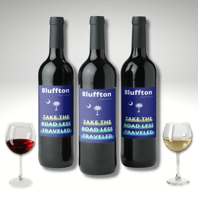 Bluffton South Carolina The Road Less Travelled  Wine Label (Creator Uploaded)