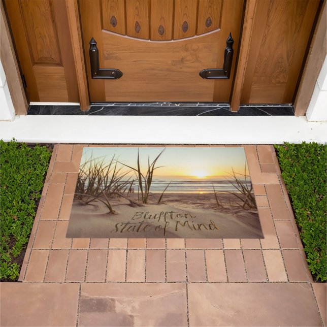Bluffton State of Mind Written in Sand SC Beach Doormat (Outdoor)