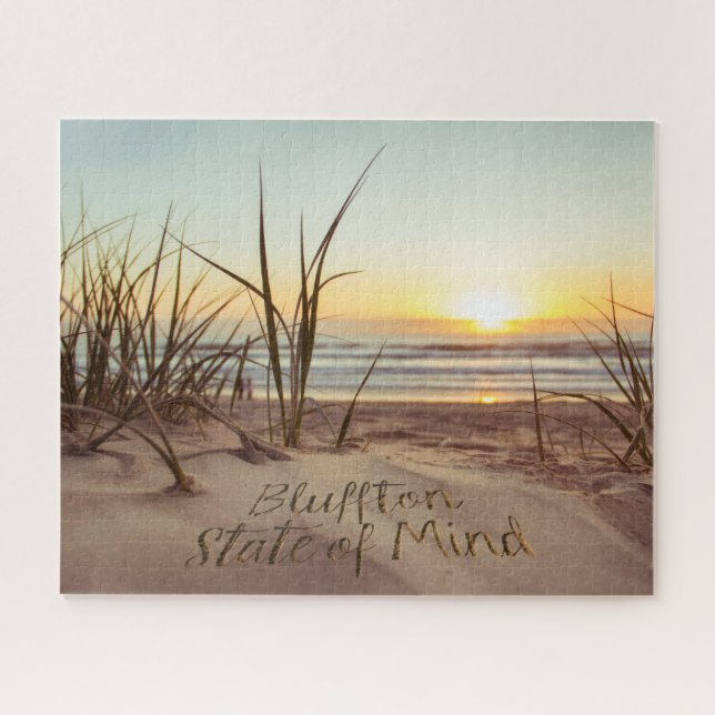 Bluffton State of Mind Written in Sand SC Beach Jigsaw Puzzle (Horizontal)