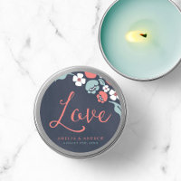 Bluish Chalkboard Floral Wedding Love