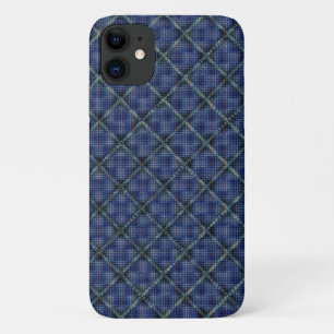 Bluish chequered square with pixelated dots iPhone 11 case