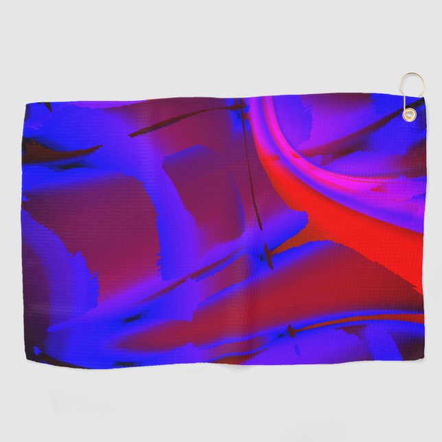 Bluish cropped digital paint magnification on wine golf towel (Horizontal)