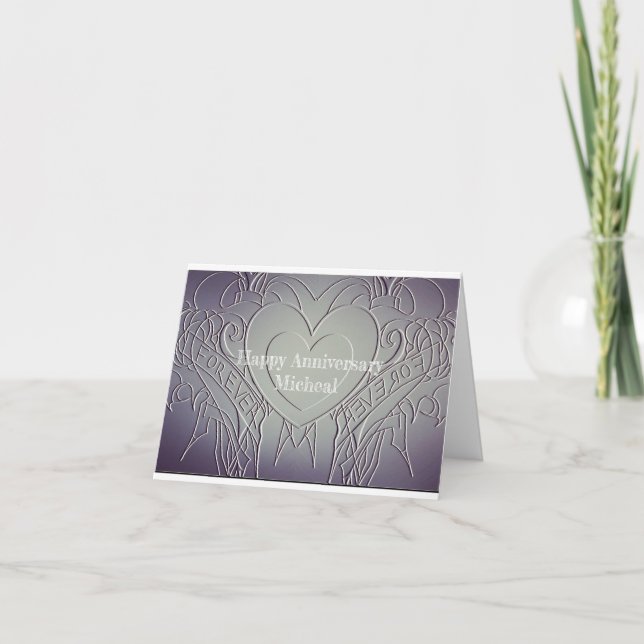 Bluish Gray 1rst Anniversary Holiday Card (Front)