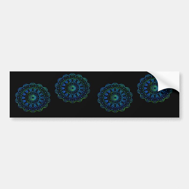 Bluish green mandala bumper sticker (Front)