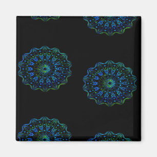 Bluish green mandala magnet