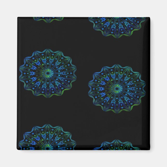Bluish green mandala magnet (Front)