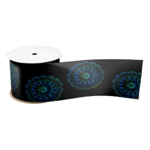 Bluish green mandala satin ribbon