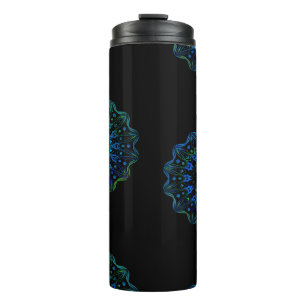Bluish green mandala thermal tumbler