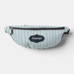 Bluish-Green Vertical Stripes Bum Bags