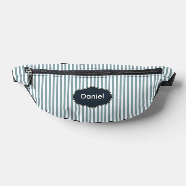 Bluish-Green Vertical Stripes Bum Bags (Lay Down)