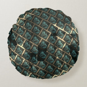 Bluish grey brick effect, under dark spot in lines round cushion