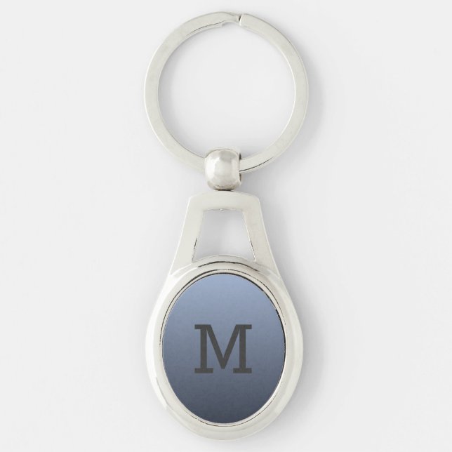 Bluish Grey Gradient custom monogram key chain (Front)