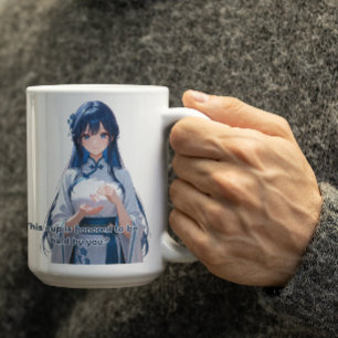 Bluish Hair Royal Anime Girl Coffee Mug