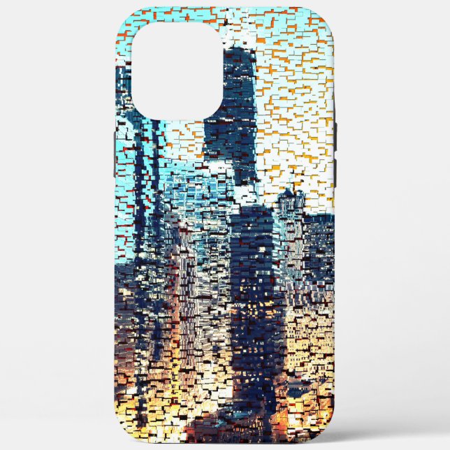 Bluish mosaic of large built city Case-Mate iPhone case (Back)
