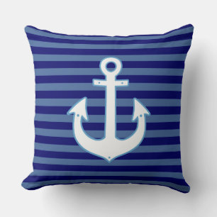 bluish nautical anchor stripes navy cushion