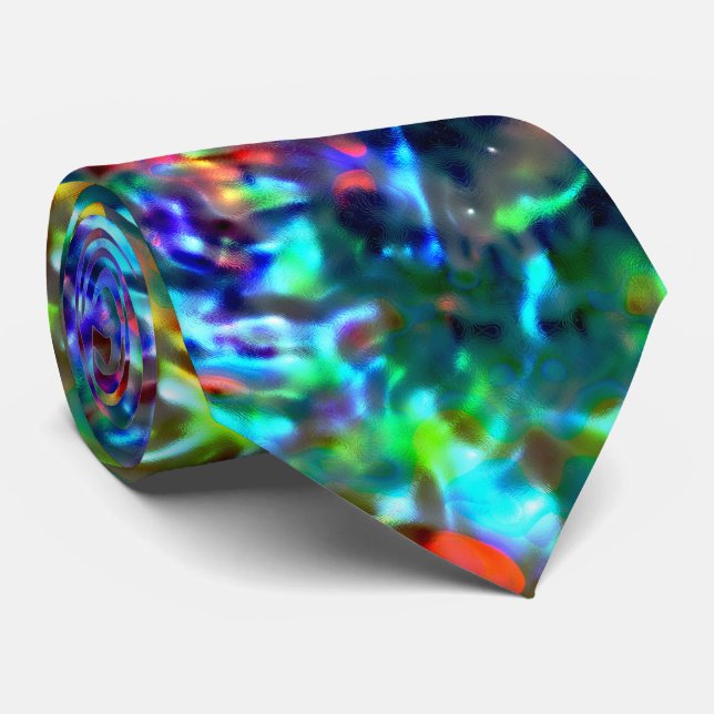 Bluish psychedelic or cybernetic sea rock tie (Rolled)