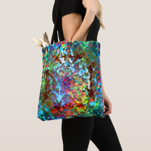 Bluish psychedelic or cybernetic sea rock tote bag
