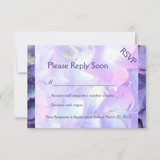 ©Bluish Purple Hydrangea RSVP Response Card (Front)