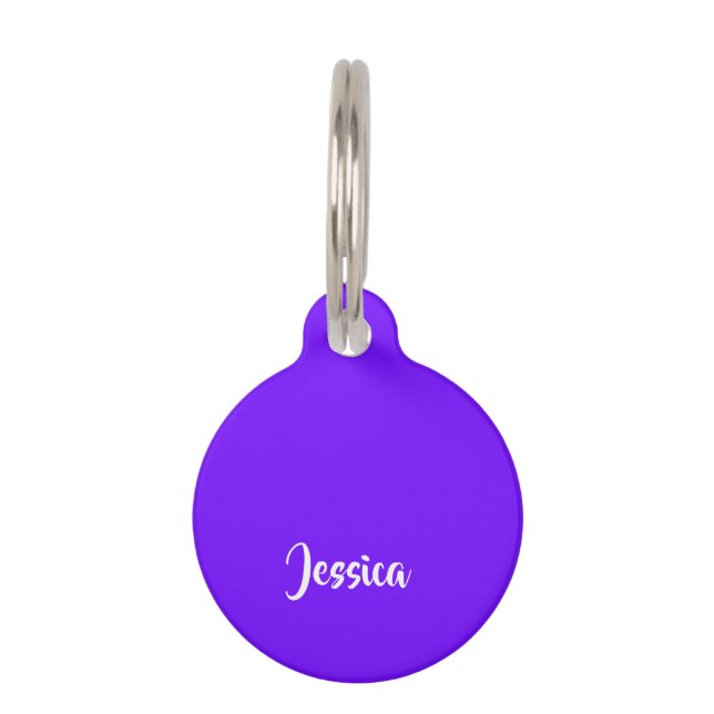 Bluish purple solid plain pet tag (Front)