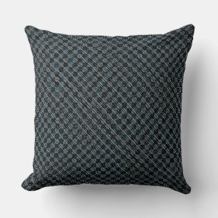 Bluish weird checkered or slanted stripes, dotted cushion