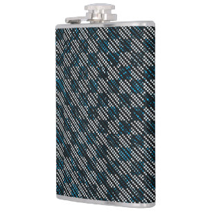 Bluish weird chequered or slanted stripes, dotted hip flask