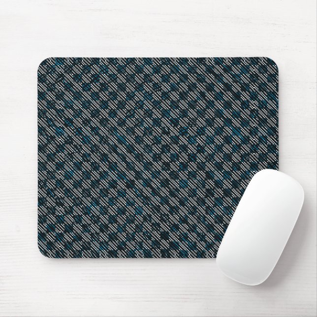 Bluish weird chequered or slanted stripes, dotted mouse pad (With Mouse)