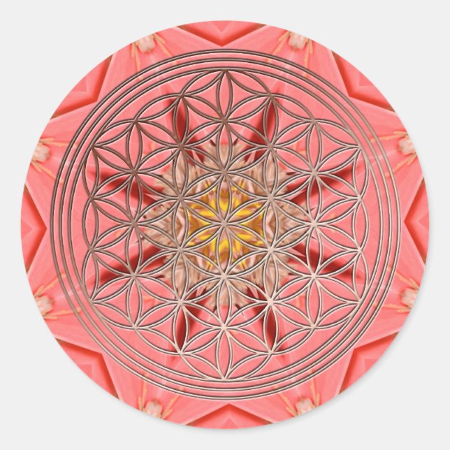 Blume des Lebens Classic Round Sticker (Front)