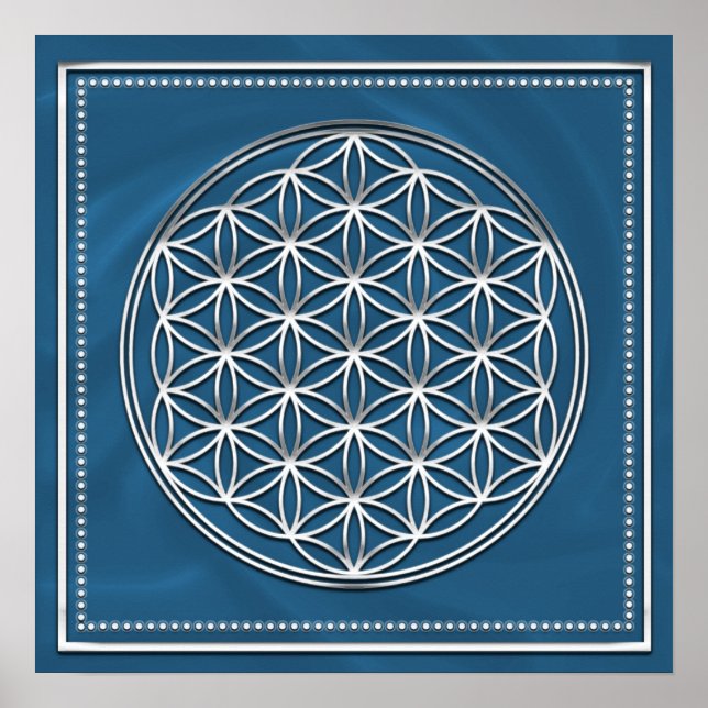 Blume des Lebens - Flower of life - Silber Poster (Front)