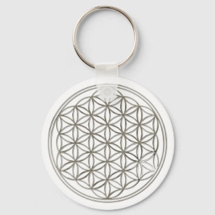 Blume des Lebens / Flower Of Life   silver big Key Ring