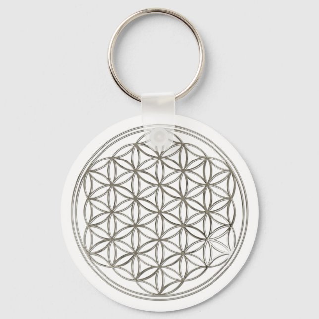 Blume des Lebens / Flower Of Life | silver big Key Ring (Front)