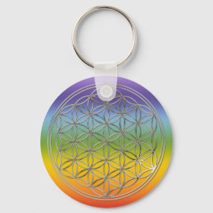Blume des Lebens / Flower Of Life   silver chakren Key Ring