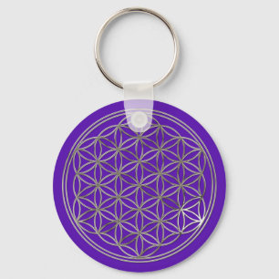 Blume des Lebens / Flower Of Life   silver violet Key Ring