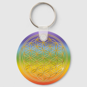 Blume des Lebens   klein chakren color Key Ring
